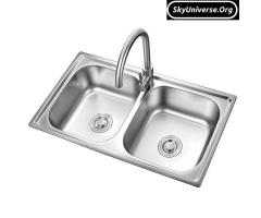 Double  kitchen  sink and tap