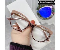 Female Photochromic Anti-Blue Light Blue Reflective Glasses