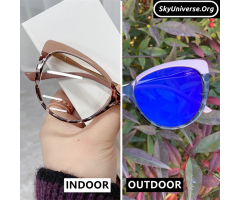 Female Photochromic Anti-Blue Light Blue Reflective Glasses - 2