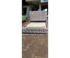 Cream fabric geometric bed 5*6