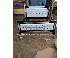 Strong 5*6 white leather bed