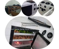 Three burners stove with a grill and an oven