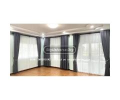 Grey metallic curtains
