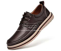 Oxford Dress leather laced shoes with rubber sole-Brown