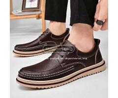 Oxford Dress leather laced shoes with rubber sole-Brown - 2