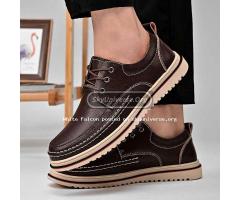 Oxford Dress leather laced shoes with rubber sole-Brown - 3
