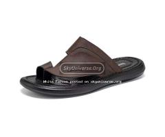 Casual sandals, open toe shoes, flat shoes with rubber sole-Brown