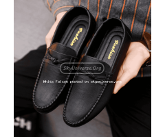 Falcon Moccasins for men, rubber sole, walking shoes-Black - 2