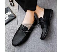 Falcon Moccasins for men, rubber sole, walking shoes-Black - 3