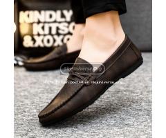 Falcon Moccasins for men, rubber sole, walking shoes-Brown