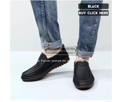 Men’s casual walking shoes with Pu leather and rubber sole-black - 3