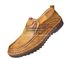 Men’s casual walking shoes with Pu leather and rubber sole-brown