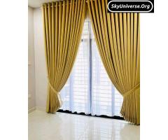 Yellow plain Curtains