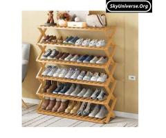 6layers foldable wooden shoe rack