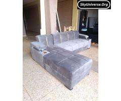 Gray L sofa set 5seater. - 2
