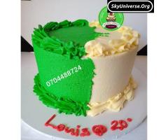 Green and cream Birthday cake