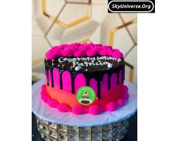 Mixed colour birthday cake