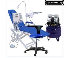 Portable dental chair with it's accessories and a compressor